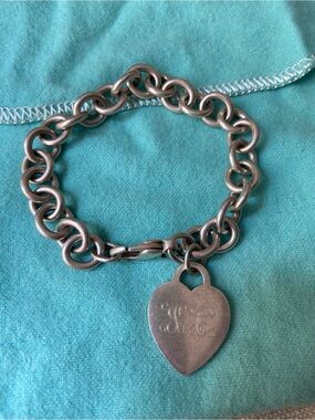 Tiffany & Co. Silver Heart Tag Charm Bracelet